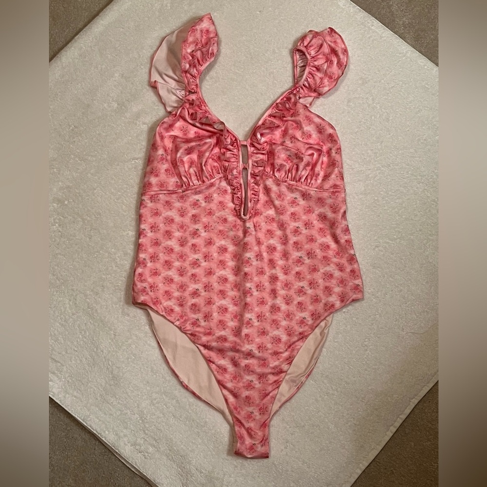 LoveShackFancy Pink Floral Swimsuit